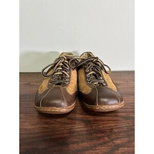 Born Oxford Lace Up Two Tone Brown Leather Low Top Women’s Size 9